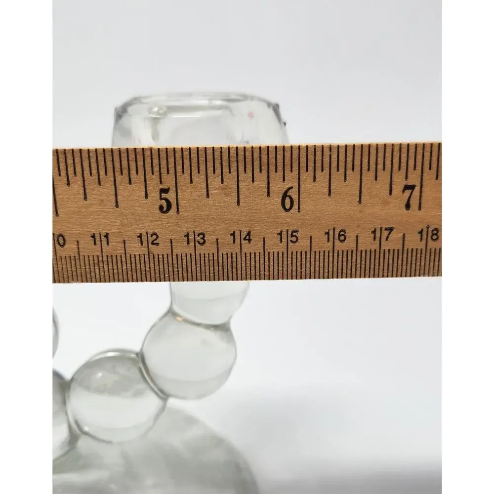 Vintage Double Candlestick Holder | Paden City Glass Co | Etched Floral Base